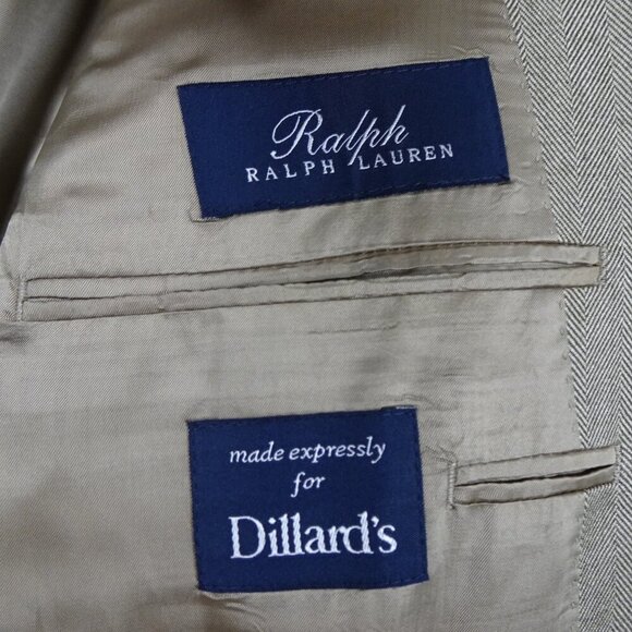 Ralph Lauren Sport Coat Blazer Jacket Men's Size 44L Brown Silk Herringbone - Picture 6 of 9